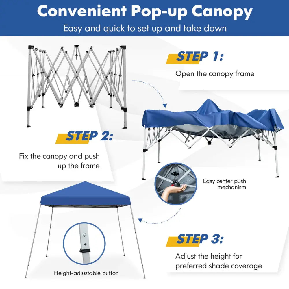 10 x 10 Feet Outdoor Instant Pop-up Canopy with Carrying Bag-Blue - Blue - Canopies