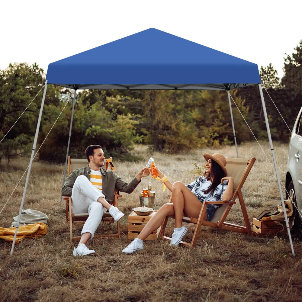 10 x 10 Feet Outdoor Instant Pop-up Canopy with Carrying Bag-Blue - Blue - Canopies