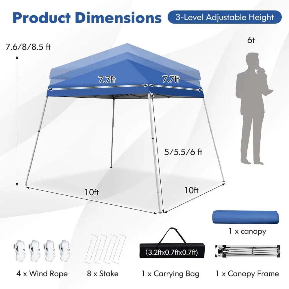10 x 10 Feet Outdoor Instant Pop-up Canopy with Carrying Bag-Blue - Blue - Canopies