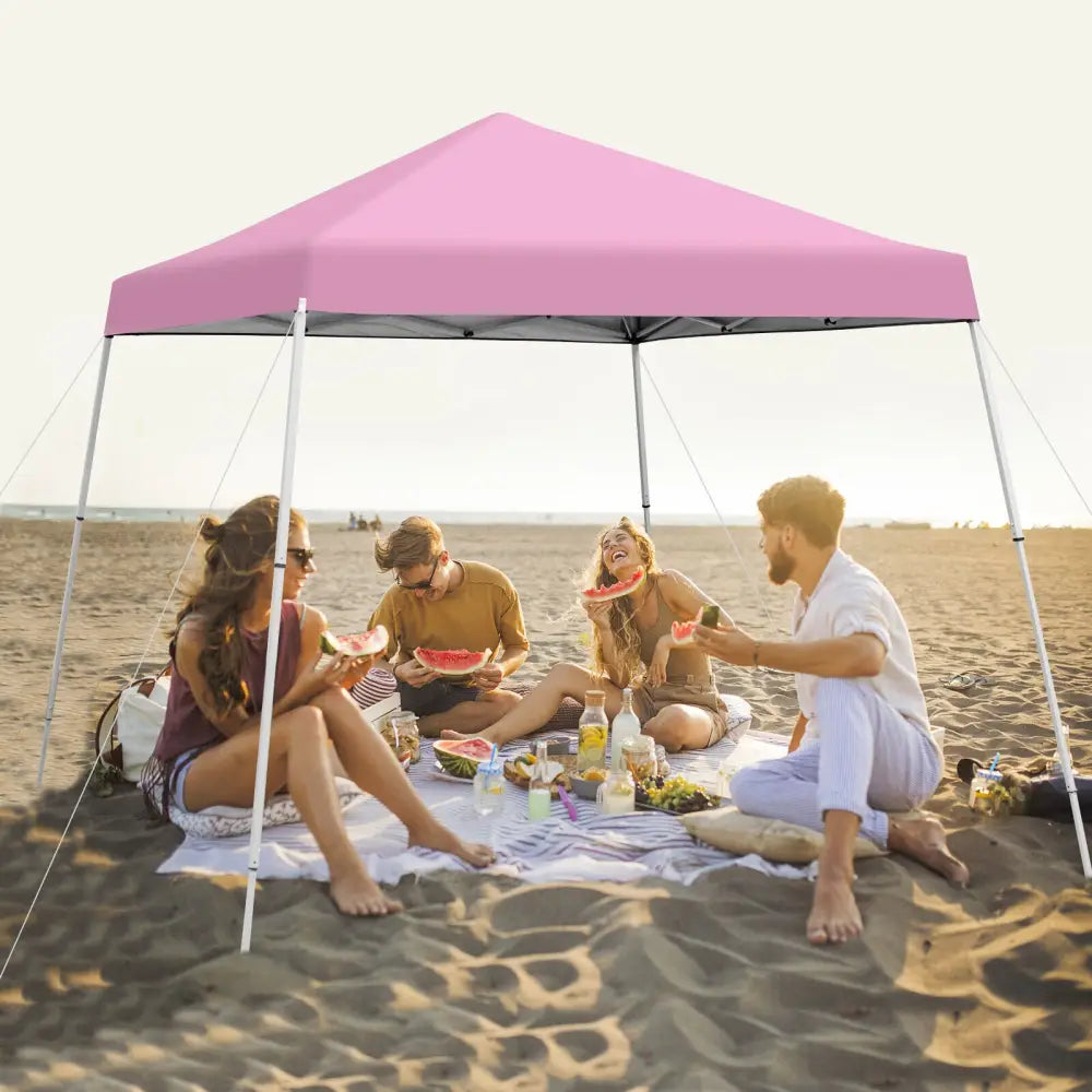 10 x 10 Feet Outdoor Instant Pop-up Canopy with Carrying Bag-Pink - Pink - Canopies