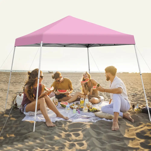 10 x 10 Feet Outdoor Instant Pop-up Canopy with Carrying Bag-Pink - Pink - Canopies