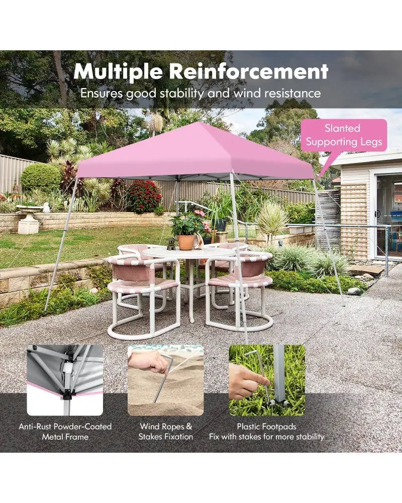 10 x 10 Feet Outdoor Instant Pop-up Canopy with Carrying Bag-Pink - Pink - Canopies