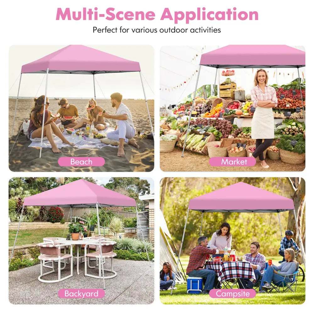 10 x 10 Feet Outdoor Instant Pop-up Canopy with Carrying Bag-Pink - Pink - Canopies