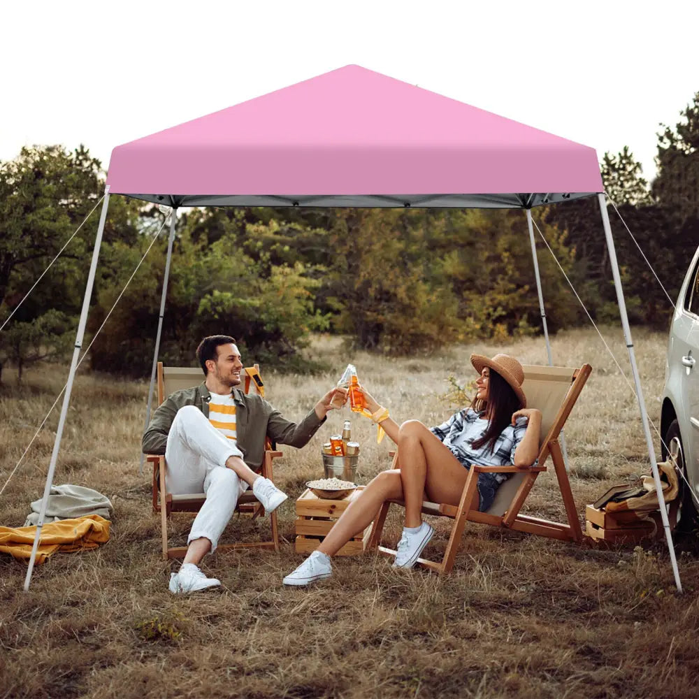10 x 10 Feet Outdoor Instant Pop-up Canopy with Carrying Bag-Pink - Pink - Canopies