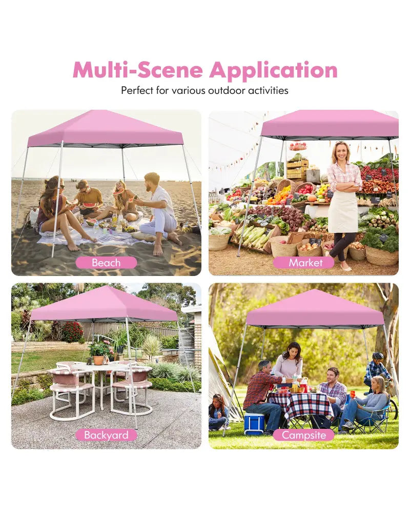 10 x 10 Feet Outdoor Instant Pop-up Canopy with Carrying Bag-Pink - Pink - Canopies
