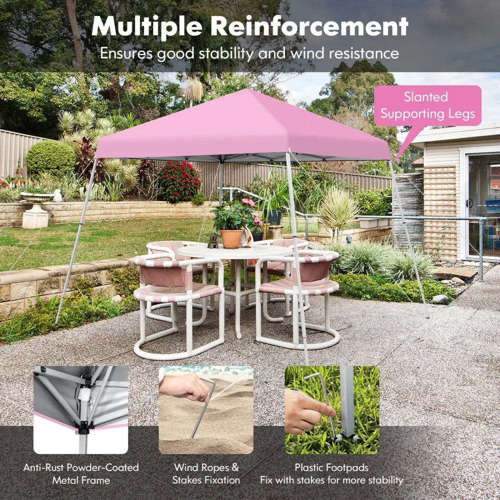 10 x 10 Feet Outdoor Instant Pop-up Canopy with Carrying Bag-Pink - Pink - Canopies