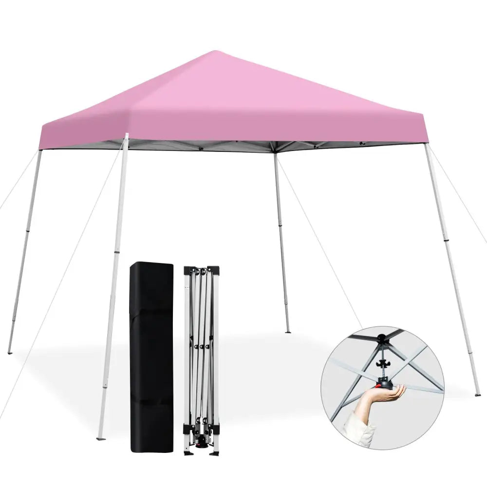 10 x 10 Feet Outdoor Instant Pop-up Canopy with Carrying Bag-Pink - Pink - Canopies
