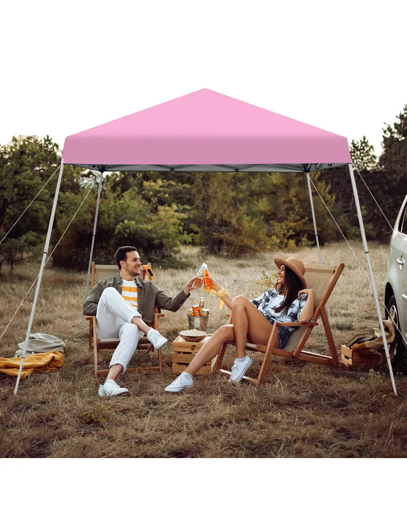 10 x 10 Feet Outdoor Instant Pop-up Canopy with Carrying Bag-Pink - Pink - Canopies
