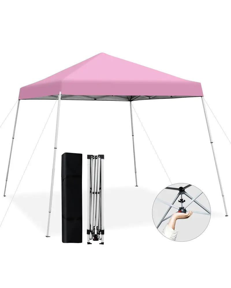 10 x 10 Feet Outdoor Instant Pop-up Canopy with Carrying Bag-Pink - Pink - Canopies