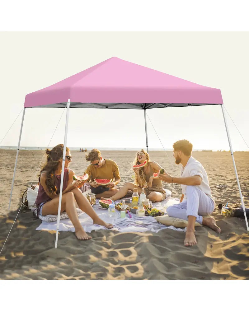 10 x 10 Feet Outdoor Instant Pop-up Canopy with Carrying Bag-Pink - Pink - Canopies