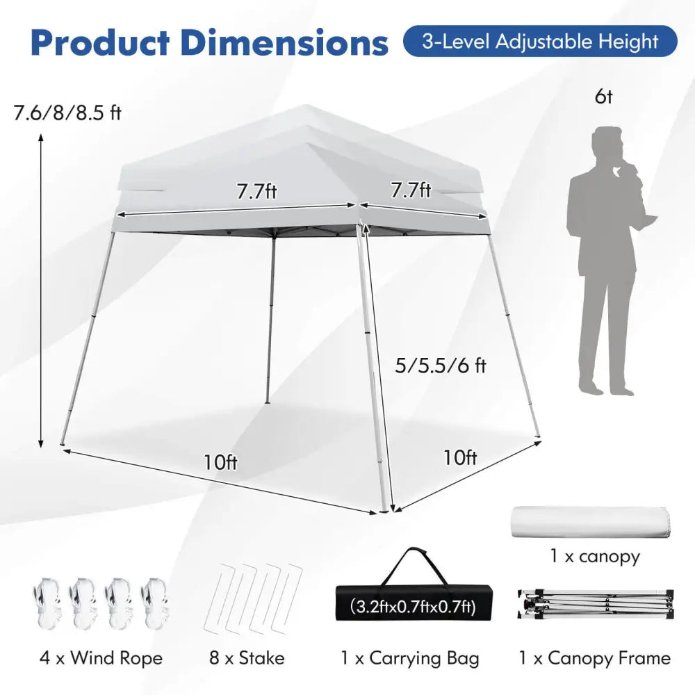 10 x 10 Feet Outdoor Instant Pop-up Canopy with Carrying Bag-White - White - Canopies