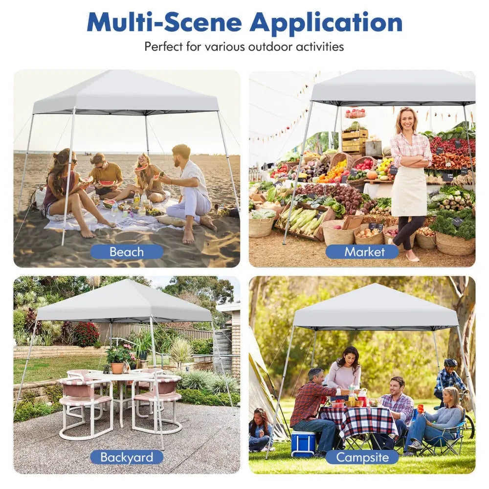 10 x 10 Feet Outdoor Instant Pop-up Canopy with Carrying Bag-White - White - Canopies
