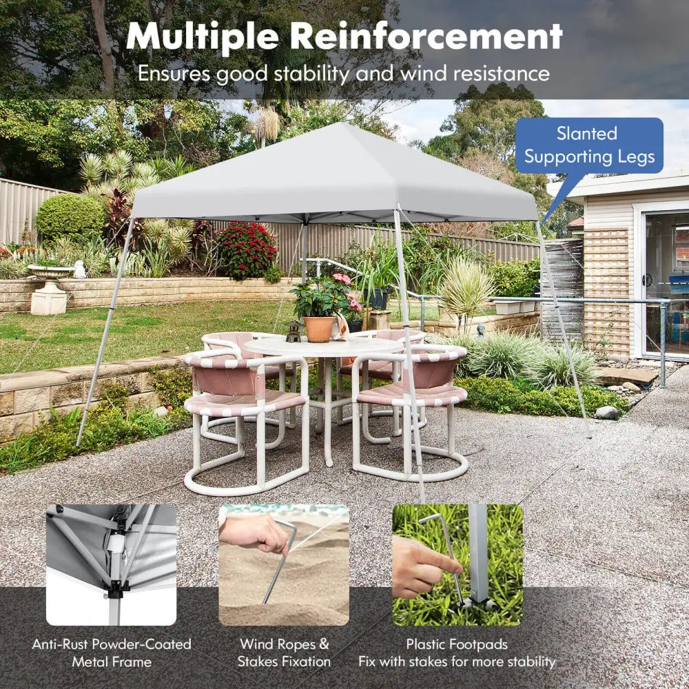10 x 10 Feet Outdoor Instant Pop-up Canopy with Carrying Bag-White - White - Canopies