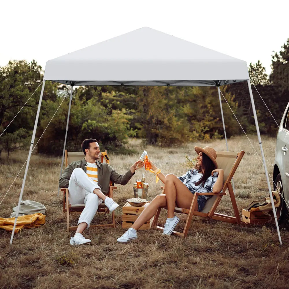 10 x 10 Feet Outdoor Instant Pop-up Canopy with Carrying Bag-White - White - Canopies