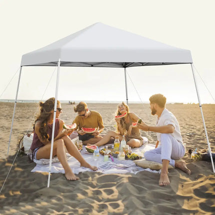 10 x 10 Feet Outdoor Instant Pop-up Canopy with Carrying Bag-White - White - Canopies