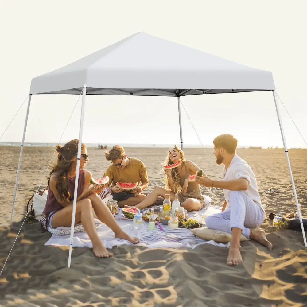 10 x 10 Feet Outdoor Instant Pop-up Canopy with Carrying Bag-White - White - Canopies