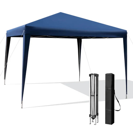 10 x 10 Feet Outdoor Pop-up Patio Canopy for Beach and Camp-Blue - Blue - Canopies