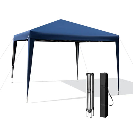 10 x 10 Feet Outdoor Pop-up Patio Canopy for Beach and Camp-Blue - Blue - Canopies