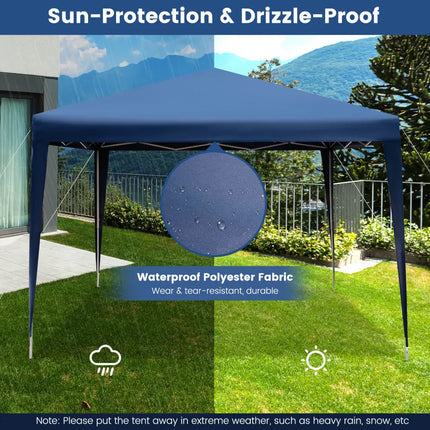 10 x 10 Feet Outdoor Pop-up Patio Canopy for Beach and Camp-Blue - Blue - Canopies