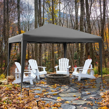 10 x 10 Feet Outdoor Pop-up Patio Canopy for Beach and Camp-Gray - Gray - Canopies