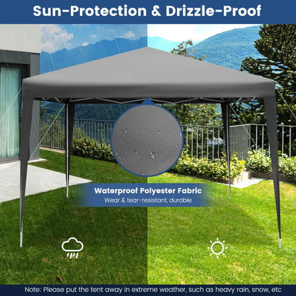 10 x 10 Feet Outdoor Pop-up Patio Canopy for Beach and Camp-Gray - Gray - Canopies