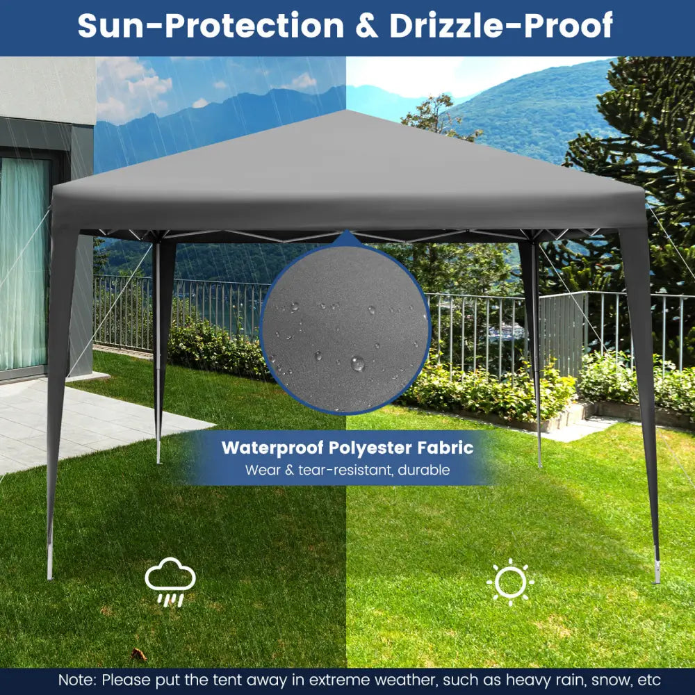10 x 10 Feet Outdoor Pop-up Patio Canopy for Beach and Camp-Gray - Gray - Canopies
