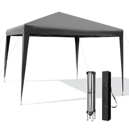 10 x 10 Feet Outdoor Pop-up Patio Canopy for Beach and Camp-Gray - Gray - Canopies