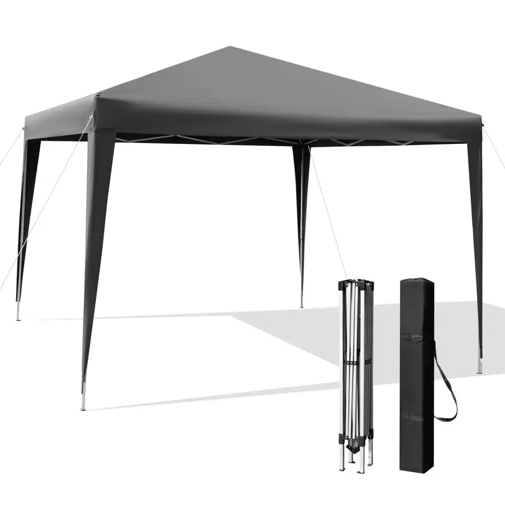 10 x 10 Feet Outdoor Pop-up Patio Canopy for Beach and Camp-Gray - Gray - Canopies