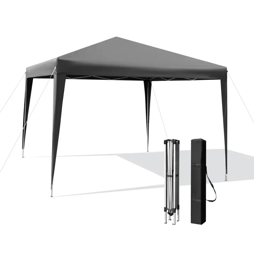 10 x 10 Feet Outdoor Pop-up Patio Canopy for Beach and Camp-Gray - Gray - Canopies