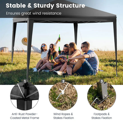 10 x 10 Feet Outdoor Pop-up Patio Canopy for Beach and Camp-Gray - Gray - Canopies