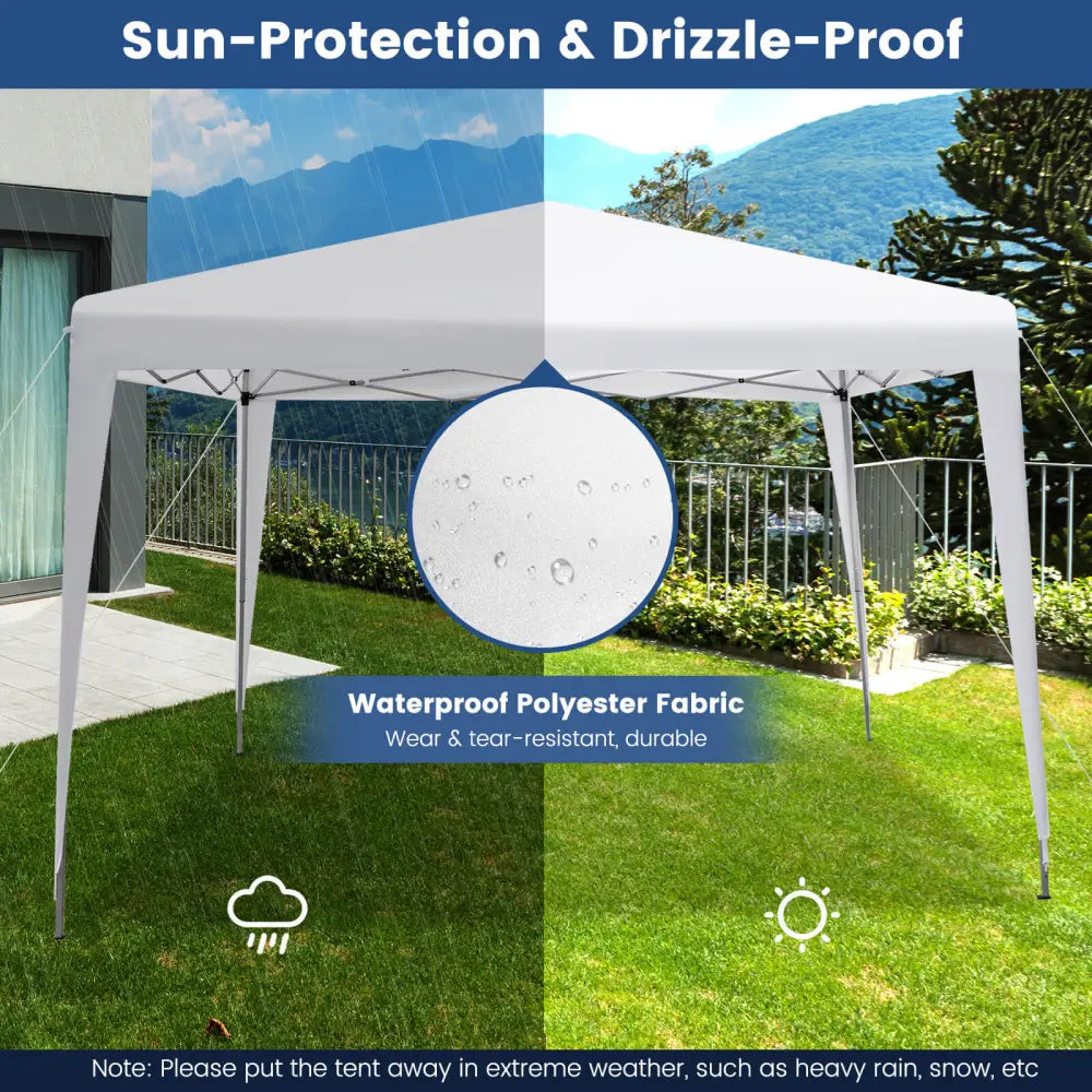 10 x 10 Feet Outdoor Pop-up Patio Canopy for Beach and Camp-White - White - Canopies