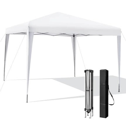 10 x 10 Feet Outdoor Pop-up Patio Canopy for Beach and Camp-White - White - Canopies