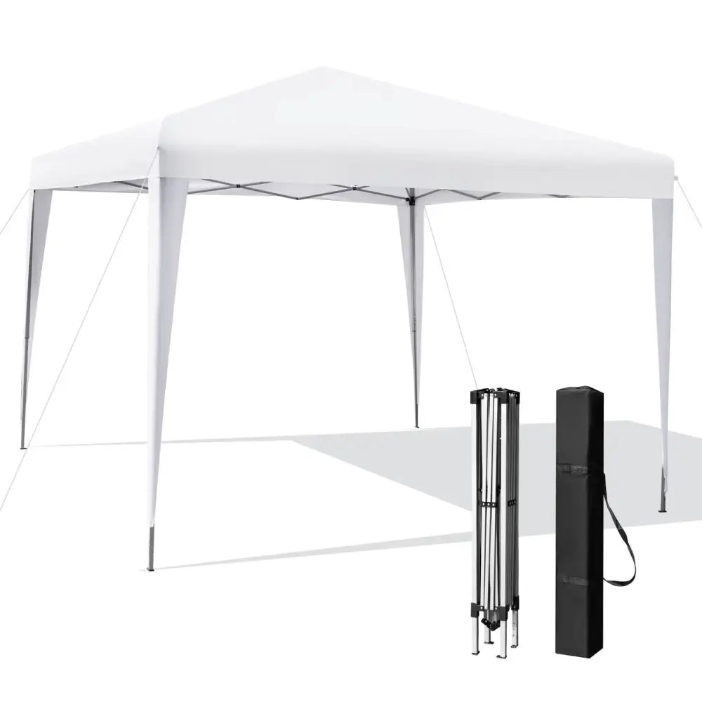 10 x 10 Feet Outdoor Pop-up Patio Canopy for Beach and Camp-White - White - Canopies