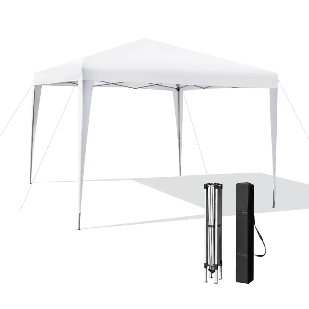 10 x 10 Feet Outdoor Pop-up Patio Canopy for Beach and Camp-White - White - Canopies