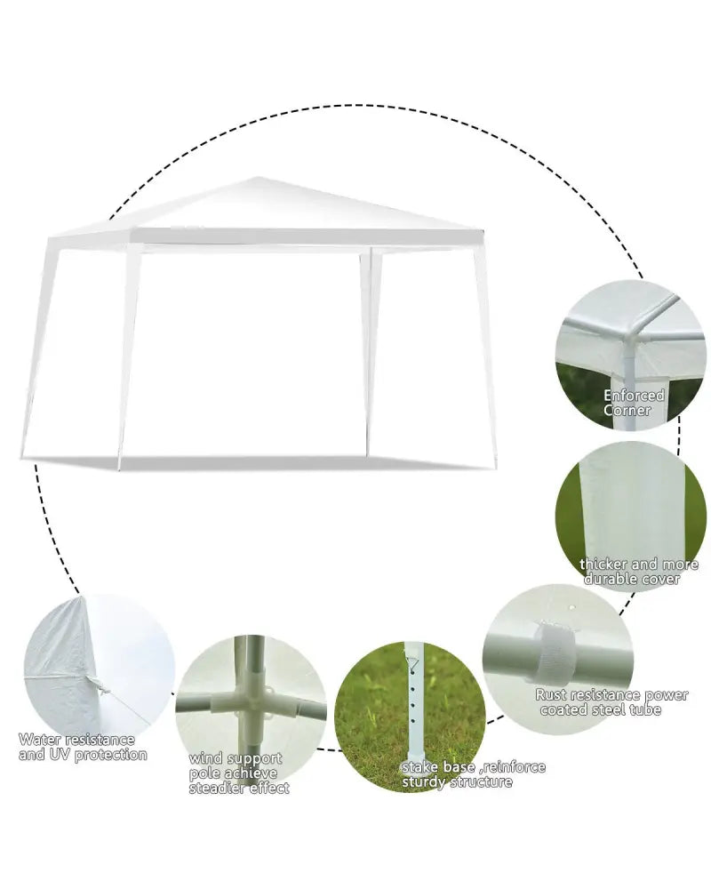 10 x 10 Feet Outdoor Wedding Canopy Tent for Backyard - White - Canopies