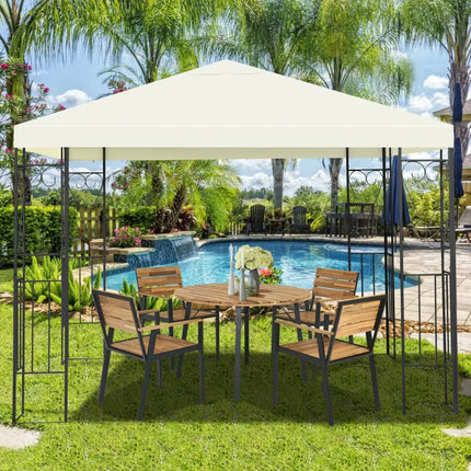 10 x 10 Feet Patio Gazebo Canopy Tent Garden Shelter - Beige - Gazebos