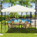 10 x 10 Feet Patio Gazebo Canopy Tent Garden Shelter - Beige - Gazebos