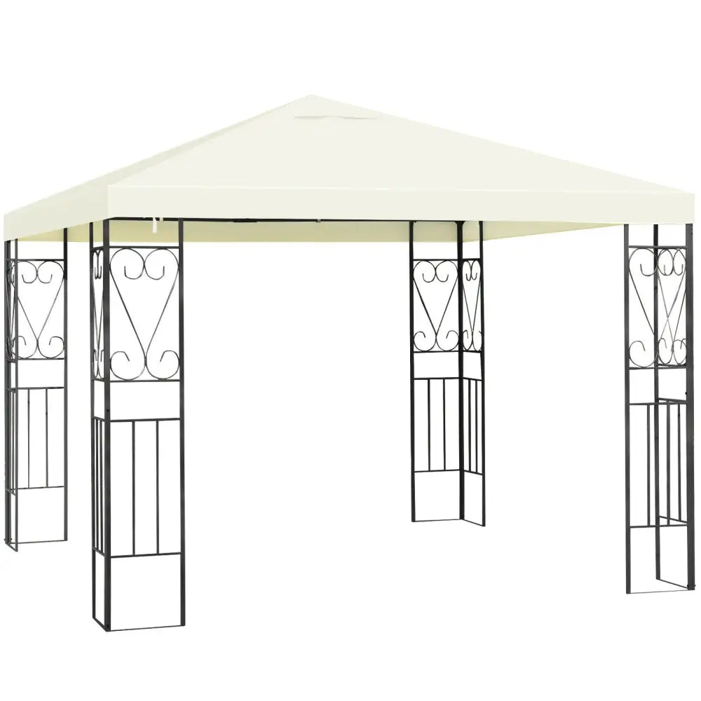 10 x 10 Feet Patio Gazebo Canopy Tent Garden Shelter - Beige - Gazebos