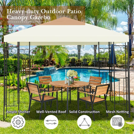 10 x 10 Feet Patio Gazebo Canopy Tent Garden Shelter - Beige - Gazebos
