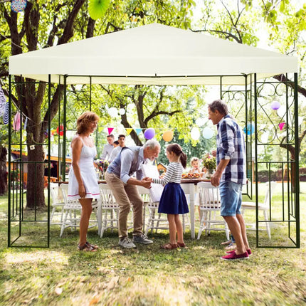 10 x 10 Feet Patio Gazebo Canopy Tent Garden Shelter - Beige - Gazebos