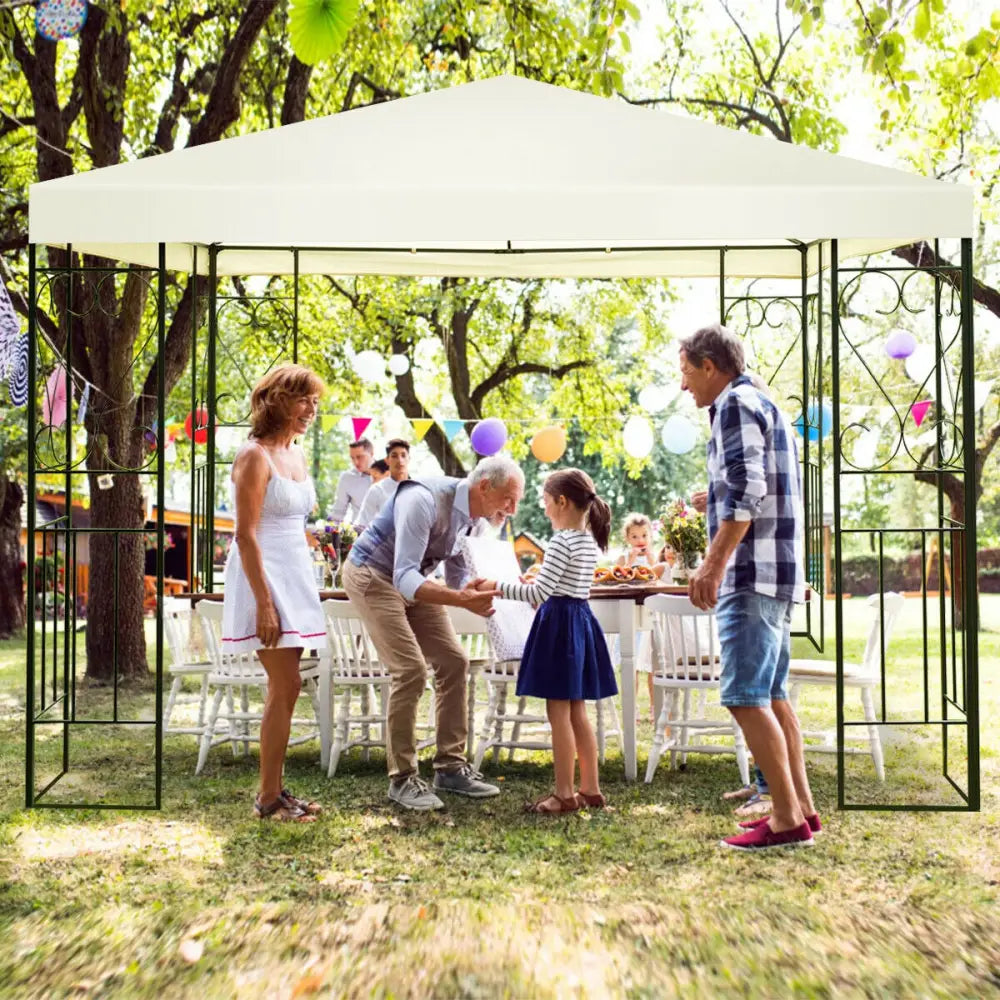 10 x 10 Feet Patio Gazebo Canopy Tent Garden Shelter - Beige - Gazebos