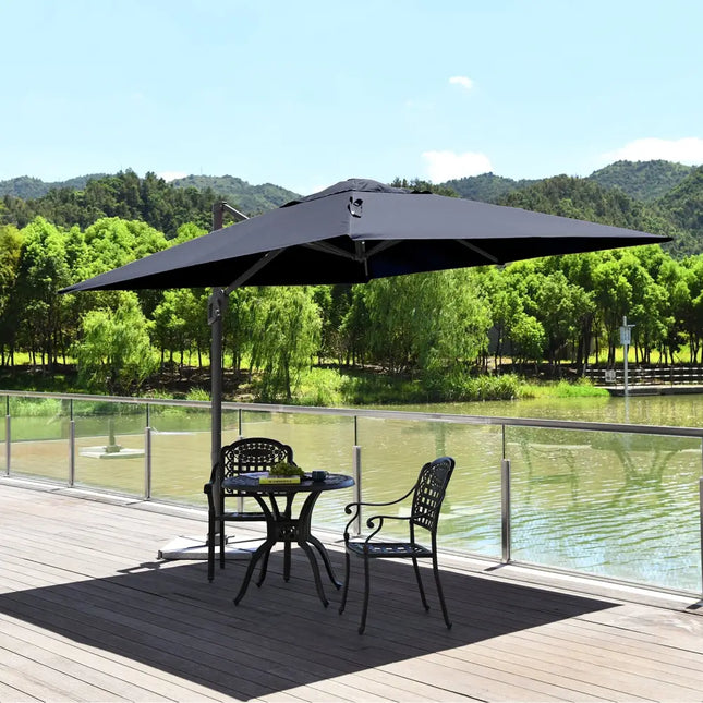 10 x 10 Feet Patio Offset Cantilever Umbrella with Aluminum 360-degree Rotation Tilt-Navy - Navy - Outdoor Umbrellas