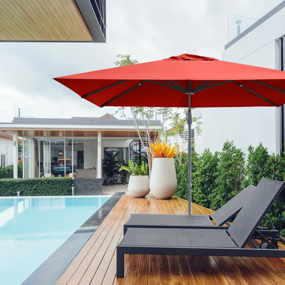 10 x 10 Feet Patio Offset Cantilever Umbrella with Aluminum 360-degree Rotation Tilt-Orange - Orange - Outdoor Umbrellas