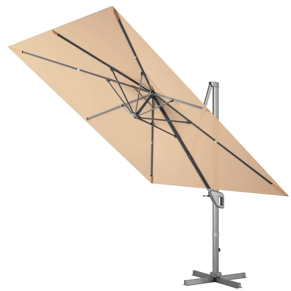 10 x 10 Feet Patio Offset Cantilever Umbrella with Aluminum 360-degree Rotation Tilt-Beige - Beige - Outdoor Umbrellas