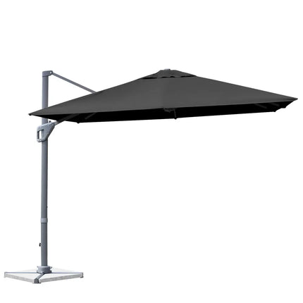 10 x 10 Feet Patio Offset Cantilever Umbrella with Aluminum 360-degree Rotation Tilt-Gray - Gray - Outdoor Umbrellas
