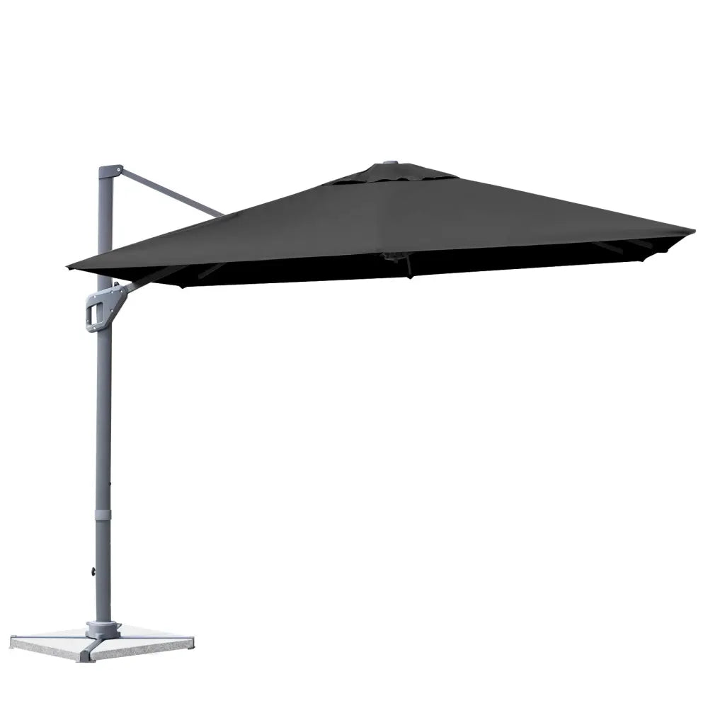 10 x 10 Feet Patio Offset Cantilever Umbrella with Aluminum 360-degree Rotation Tilt-Gray - Gray - Outdoor Umbrellas
