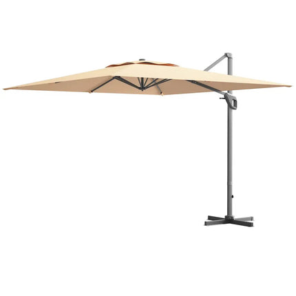 10 x 10 Feet Patio Offset Cantilever Umbrella with Aluminum 360-degree Rotation Tilt-Beige - Beige - Outdoor Umbrellas