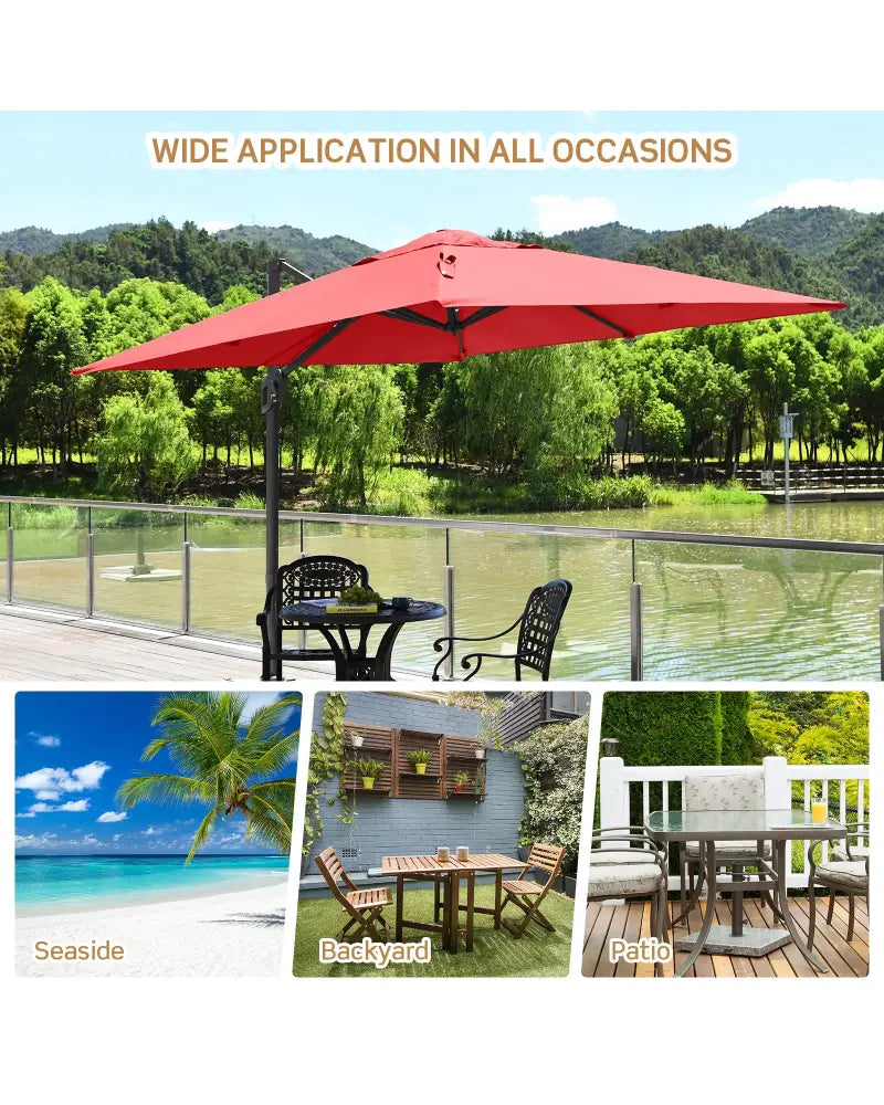 10 x 10 Feet Patio Offset Cantilever Umbrella with Aluminum 360-degree Rotation Tilt-Orange - Orange - Outdoor Umbrellas