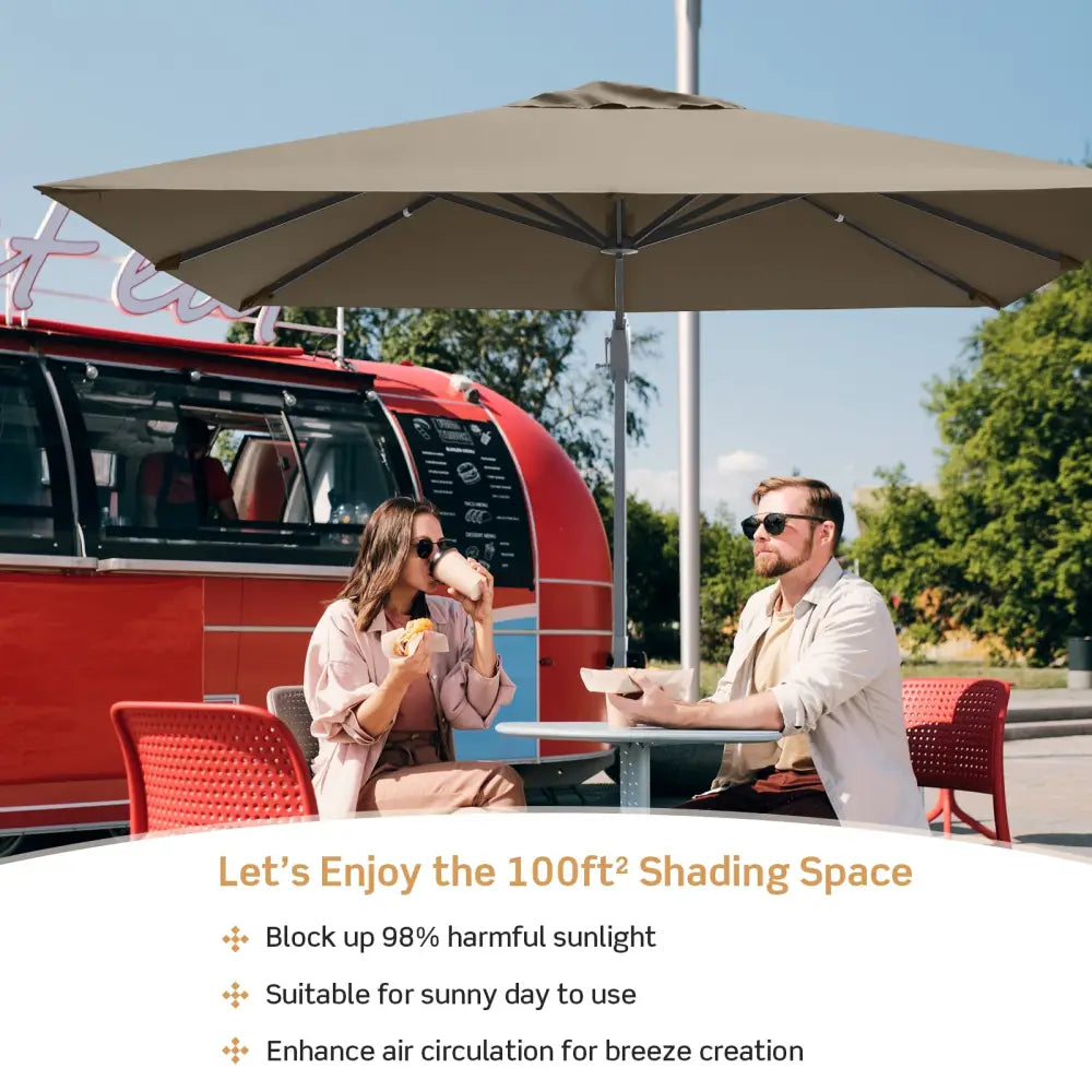 10 x 10 Feet Patio Offset Cantilever Umbrella with Aluminum 360-degree Rotation Tilt-Coffee - Coffee - Outdoor Umbrellas