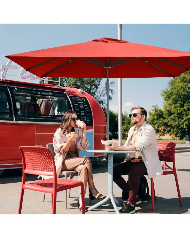 10 x 10 Feet Patio Offset Cantilever Umbrella with Aluminum 360-degree Rotation Tilt-Orange - Orange - Outdoor Umbrellas